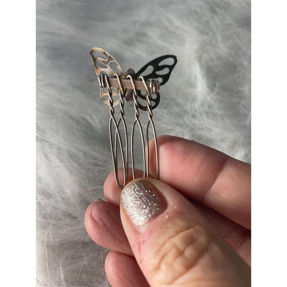 Butterfly Hair Clip With Silver Loops & Rhinestone Detail - Picture 3 of 3